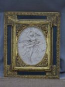 COLLECTING Framed decorative alabaster oval plaque, bearing signature TP Danbiere Paris 1889,