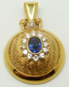 COLLECTING A bespoke 18ct gold circular pendant by Mureen Saheed Vatti, with basket weave decoration