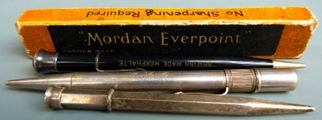 Three Mordan Everpoint propelling pencils.