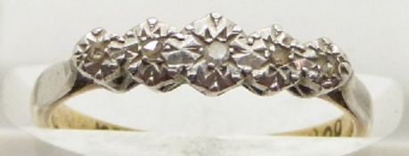 An 18ct gold ring with diamonds in a platinum setting, 2.4g, size K