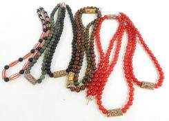 Nine necklaces each set with early milleflori beads