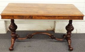 Victorian walnut and figured walnut centre/side table, the figured walnut top quarter veneered,