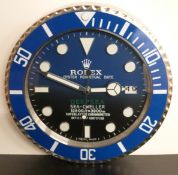 Rolex Oyster Perpetual Date Deepsea Sea-dweller shop display or advertising wall clock with date