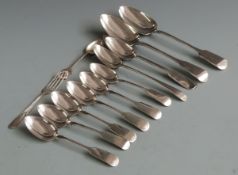 Quantity of hallmarked silver cutlery to include two Georgian table spoons, bottom hallmarked