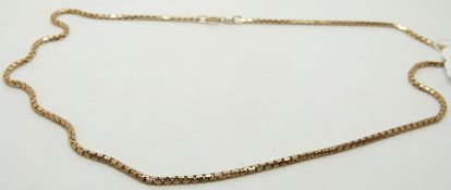A 9ct gold necklace made up of rectangular links, 8.4g