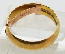 A 22ct gold wedding band/ ring, Birmingham 1887, size O, 5g