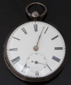 Jonathan Jones of London hallmarked silver open faced pocket watch with subsidiary seconds dial,