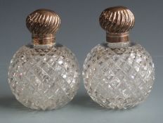 Pair of Victorian hallmarked silver mounted cut glass scent bottles, London 1894 maker's mark