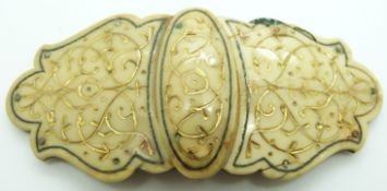 A 19thC buckle with engraved gilt decoration