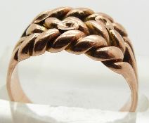 Victorian 9ct rose gold keeper ring, Birmingham 1886, size M, 4.7g.