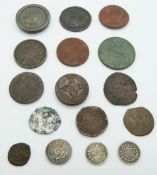 A small interesting collection of English coins etc. to include hammered silver penny, Rose