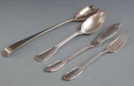 Georgian hallmarked silver salad server London 1809 maker George Cowles, length 29cm weight 80g, and