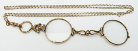 A 9ct gold chain (4.5g) and lorgnettes