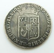 William and Mary 1689 half crown, GF