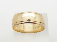 A large 9ct gold ring/ wedding band, size 1, 6.2g.
