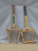 CHARITY ON THURSDAY 19TH SEPTEMBER Two vintage tennis racquets with clamps