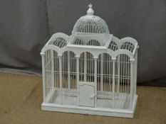 White painted birdcage, W55 x D24 x H65cm