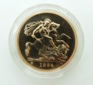 1994 Elizabeth II gold five pound coin