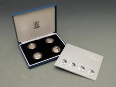 Royal Mint 2004 UK Silver Pattern Set comprising four silver pattern £1 coins for England, Scotland,