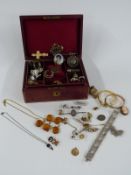 A collection of jewellery including bangles, Victorian brooches, filigree bracelet, butterfly brooch