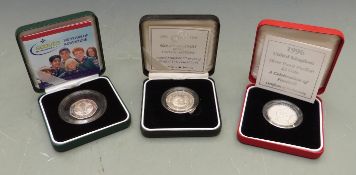 Royal Mint silver proof Piedfort coins comprising 1995 United Nations £2, 1996 football £2 and