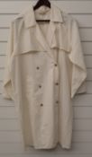 Vintage Mary Quant cream trench coat with faux tortoiseshell buttons, size 10/12
