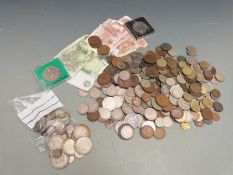 A collection of world coinage, Victorian and later to include approximately 285g of pre 1947 silver