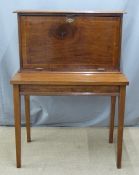 Mahogany secretaire on stand, the fall flap opening to reveal fitted interior including drawers