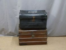 Two metal travelling trunks one with GWR to top, width of larger 71cm