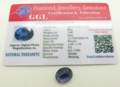 A loose oval cut tanzanite measuring 7.8ct