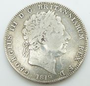 George III 1819 silver crown, GF
