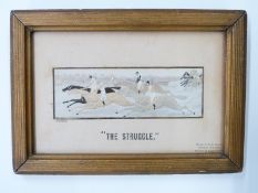 Thomas Stevens silk 'The Struggle', 15 x 24cm