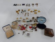 Costume jewellery, vintage jewellery boxes, Napier earrings, spider brooch, silver gilt fish