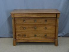 Biedermeier chest of four drawers flanked by columns, W130 x D64 x H95cm