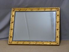19thC style bevelled edge gilt mirror with applied spheres, 121 x 97cm overall
