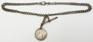 A graduated silver watch chain / Albert, 42.9g