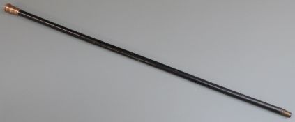 Enhanced cane with gold plated knop handle, length approximately 88cm long