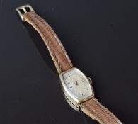 Rolex 9ct gold ladies wristwatch with blued hands, black Arabic numerals, silver dial and 15 jewel