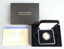 2002 Queen's Jubilee proof gold full sovereign with shield back, cased with certificate no. 10195
