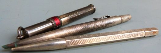 Hallmarked silver propelling pencil, Life Long propelling pencil marked Sterling and a tri