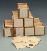 Seven wooden collector's trays containing an amateur collection of 20thC overseas coinage, all
