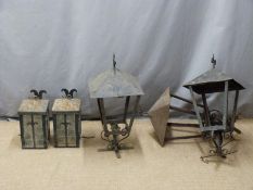 Two pairs of outdoor lamps, one for wall top mounting the other wall bracket mounted, height of