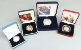 2004 Royal Mint silver proof cased coins comprising Entente Cordiale crown, Trevithick £2, Forth