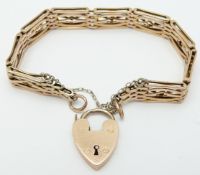 A 9ct rose gold gate bracelet, 16.9g