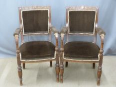 Pair of 19thC oak armchairs
