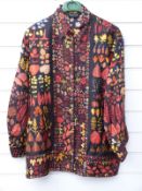 Vintage Gucci silk blouse with autumnal leaf decoration and gold tone buttons, size 42
