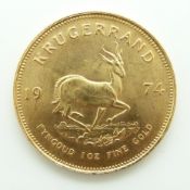 1974 gold 1 ounce full Krugerrand