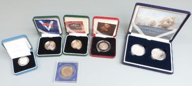 2005 Royal Mint silver proof cased coins comprising Nelson £2 coin Battle of Trafalgar, Gunpowder