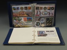 Philatelic numismatic covers in two albums to include the Royal family