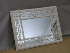 White painted mirror, 94 x 70cm overall